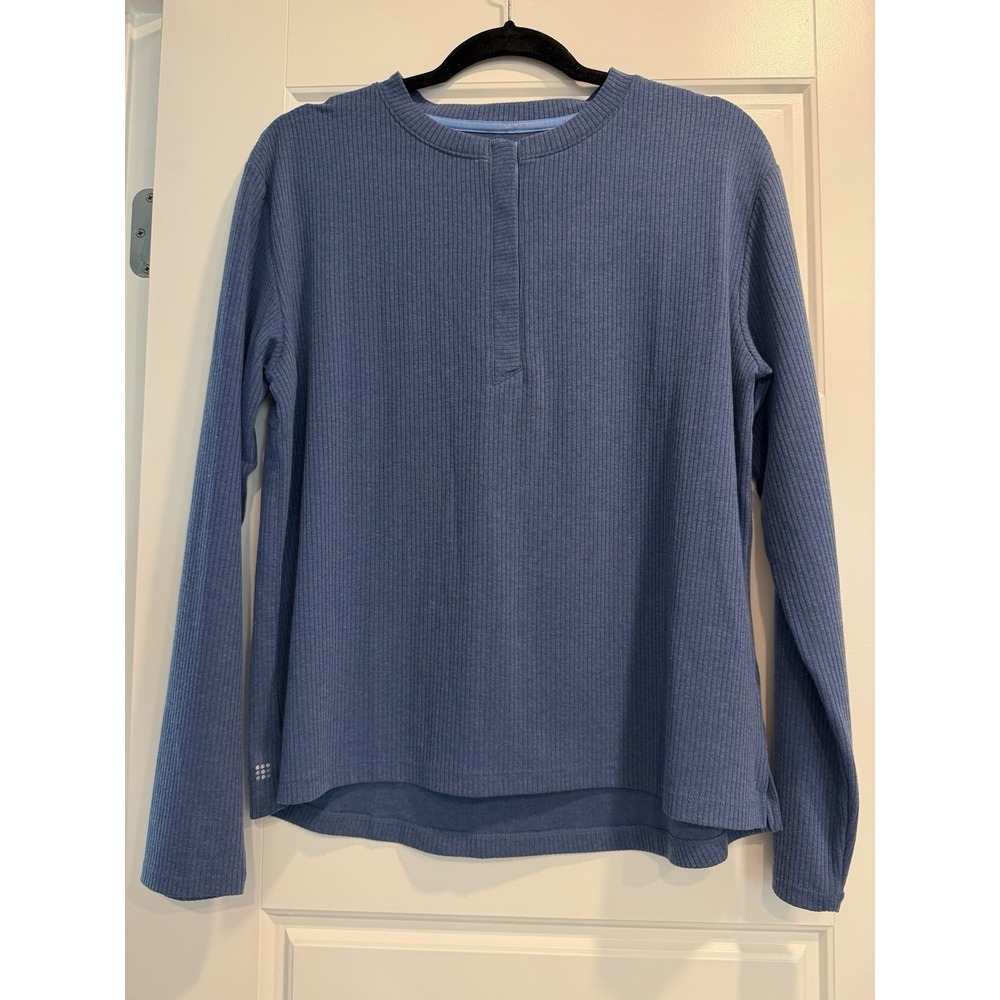 Title Nine Ossa Ribbed Long Sleeve Henley Top Size M Outdoors Gorpcore Snap Neck